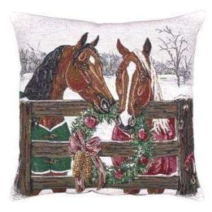  Horses Holiday Decorative Christmas Throw Pillow 17 x 17 