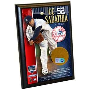  CC Sabathia Plaque with Used Game Dirt   4x6: Patio, Lawn 