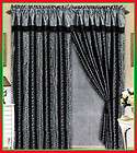 black grey flocking leopard satin window curtain drape set sheer