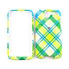 For HTC Desire 6275 Phone Cover Green And Blue Plaid Faceplate Hard 
