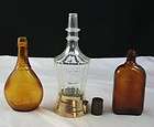 Lot of 3 Vintage Liquor Decanters Bottles 2 Amber 1 Glass Samovar Bank 