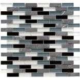   8x2 in Charcoal Glass/Stone Mosaic Tile (Pack of 10)  