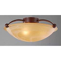   Glass Shade Three light Antique Copper Ceiling Fixture  Overstock