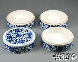 Chinese Blue & White Porcelain Four Section Cylindrical Box, 18th 