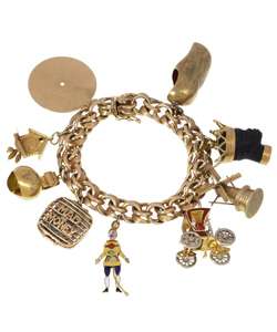 14k and 18k Yellow Gold Antique Charm Bracelet  