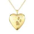 Sterling Silver Paw Print Heart shaped Locket Necklace  Overstock