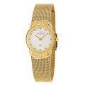   Womens Mesh Stainless Steel Yellow Gold Plated Crystals Watch