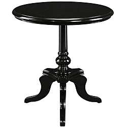 Laquer Black Finish Round Wood Accent Table  