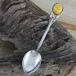 Sterling Silver Milky Amber Studded Spoon (Poland)  