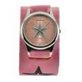 Nemesis Womens Vintage Pink Star Leather Cuff Watch 