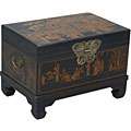 Hand painted Black Bonded Leather Oriental Coffee Table  Overstock 