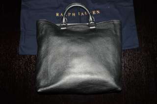 795 RALPH LAUREN LUXURY COLLECTION BLUE LABEL SILVER LEATHER TOTE BAG 