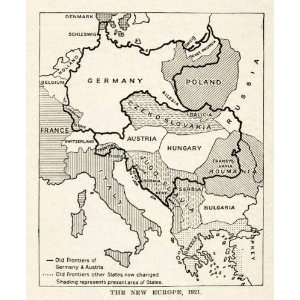 Engraving Map Europe Germany France Belgium Italy Austria Switzerland 