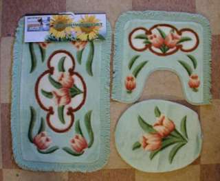  bath mat set. The backing is non slip. These are new. The bath mat 