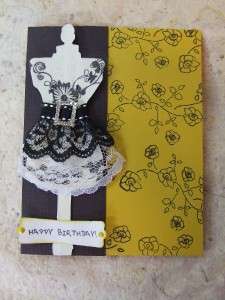   BIRTHDAY Card BLING DRESS Form Lace Stampin Up Tim Holtz Sewing Room