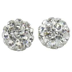   Silver Clear Crystal studded 6 mm Ball Earrings  