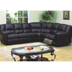 Black Leather Match Sleeper Sectional Sofa  
