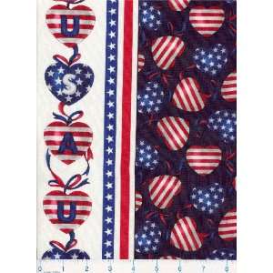  45 Wide patriotic Heart   Blue Fabric By The Yard Arts 