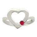 10k Gold Created Ruby July Birthstone Heart Ring