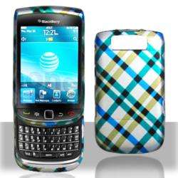 Premium BlackBerry Torch 9800 Blue Plaid Case  