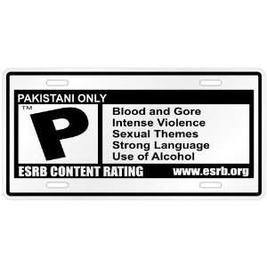 New  Pakistani Only / E S R B Parodie Pakistan License Plate Country 