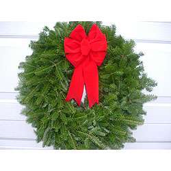 Fresh Balsam Red Bow Christmas Wreath  Overstock