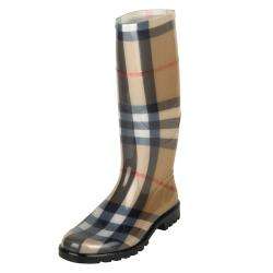 Burberry Womens Large Check Rubber Rain Boots  Overstock