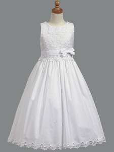 NEW SP105 Lito Communion Flower Girl White Cottong Dress Embrodered 7 