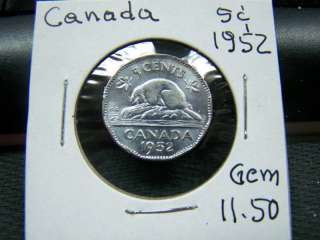 1952 Canada Gem BU Five Cents L@@K NR  