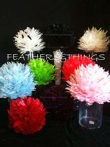 12 Feather Balls for Centerpieces 10 Colors  