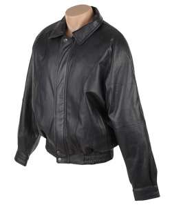 Oscar Piel Mens Classic Leather Bomber Jacket  