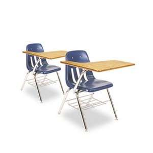 9700 Series Chair Desk, 18 3/4w x 31d x 30 1/2h, Medium Oak/Navy, 2/Ca 