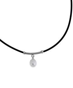 Freshwater Pearl on Silver and Rubber Cord  