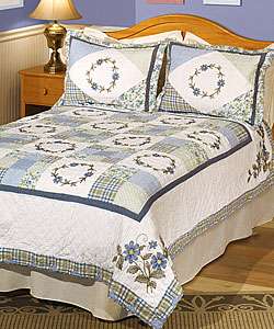 Forget Me Not Cotton Patchwork Quilt Set  Overstock