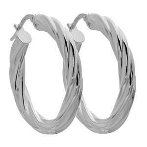    Italian Sterling Silver Small Twist Hoop Earrings: Amoro: Jewelry