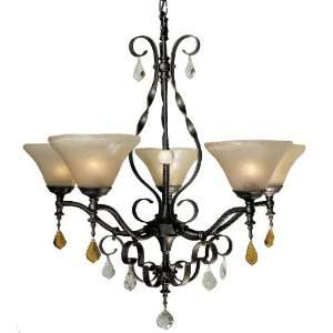   Rennes Le Chateau Wrought Iron 5 Light Chandelier from the Rennes Le