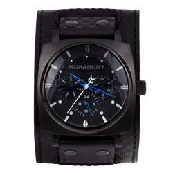 Monarchy Watches Mens Chronograph Leather Cuff Watch  