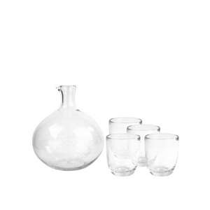  Homart Glass Wine Carafe with Four Glass Cups Kitchen 
