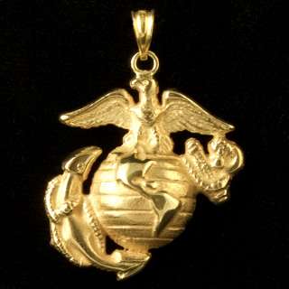 Gold Marine Corps Eagle Globe and Anchor Pendant Made in USA by USMC 