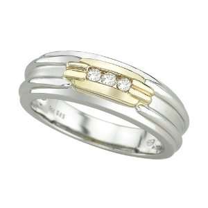  3 Diamond 0.09 ct. Wedding Ring in 14K Two Tone Gold 