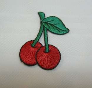 Red Cherries Embroidered Iron On Patch children Applique Jacket 