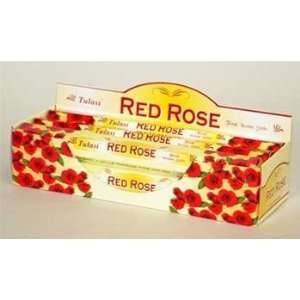  Red Rose   Box of Six 20 Stick Hex Tubes   Tulasi Incense 