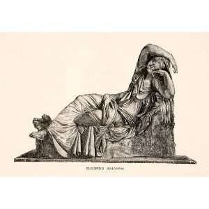 1886 Wood Engraving Ariadne Greek Mythology Minos Labyrinth Minotaur 