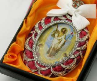 Resurrection of Christ Russian Icon Enamel Frame Chain  
