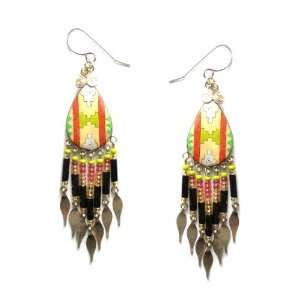   Teardrop Dangle Earrings with Beads and Shimmers, Style B22 08