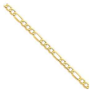  14k Gold 5.35mm Semi Solid Figaro Chain 24 Inches Jewelry