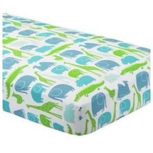   Baby Light Blue Zoo Crib Bedding, Cr Bl Zoo Printed Fitted Sht: Baby