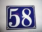 EDWARDIAN STYLE BLUE ENAMEL METAL DOOR NUMBER 58 SIGN PLAQUE