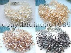 wholesale 4 pieces 5 row freshwater pearl necklace  