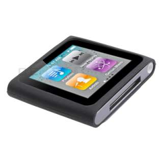 Black Silicone Skin Case Cover + LCD Screen Protector for iPod Nano 6 